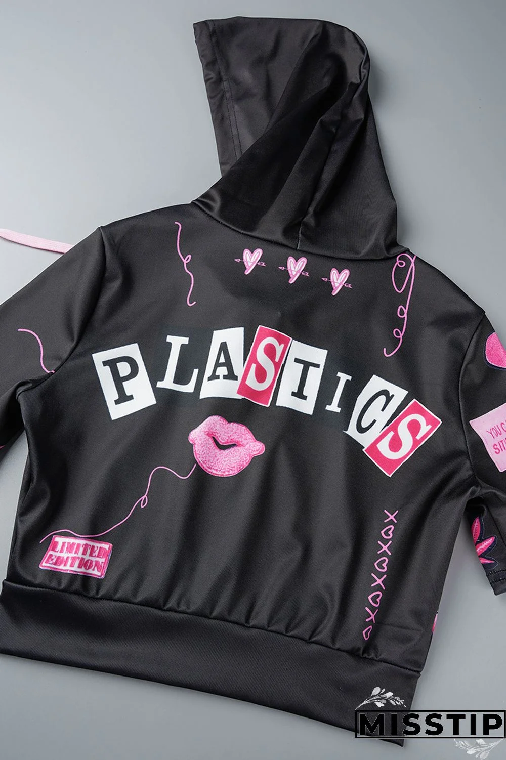 Green Casual Street Print Patchwork Zipper Hooded Collar Short Sleeve Two Pieces