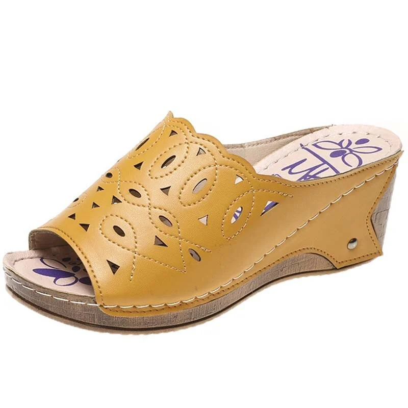 Qengg New Women Shoes Sandals Fish Mouth Wedges Sandals Open Toes Hollow Out Women's Shoes Slip On Women Shoe Female Footwear