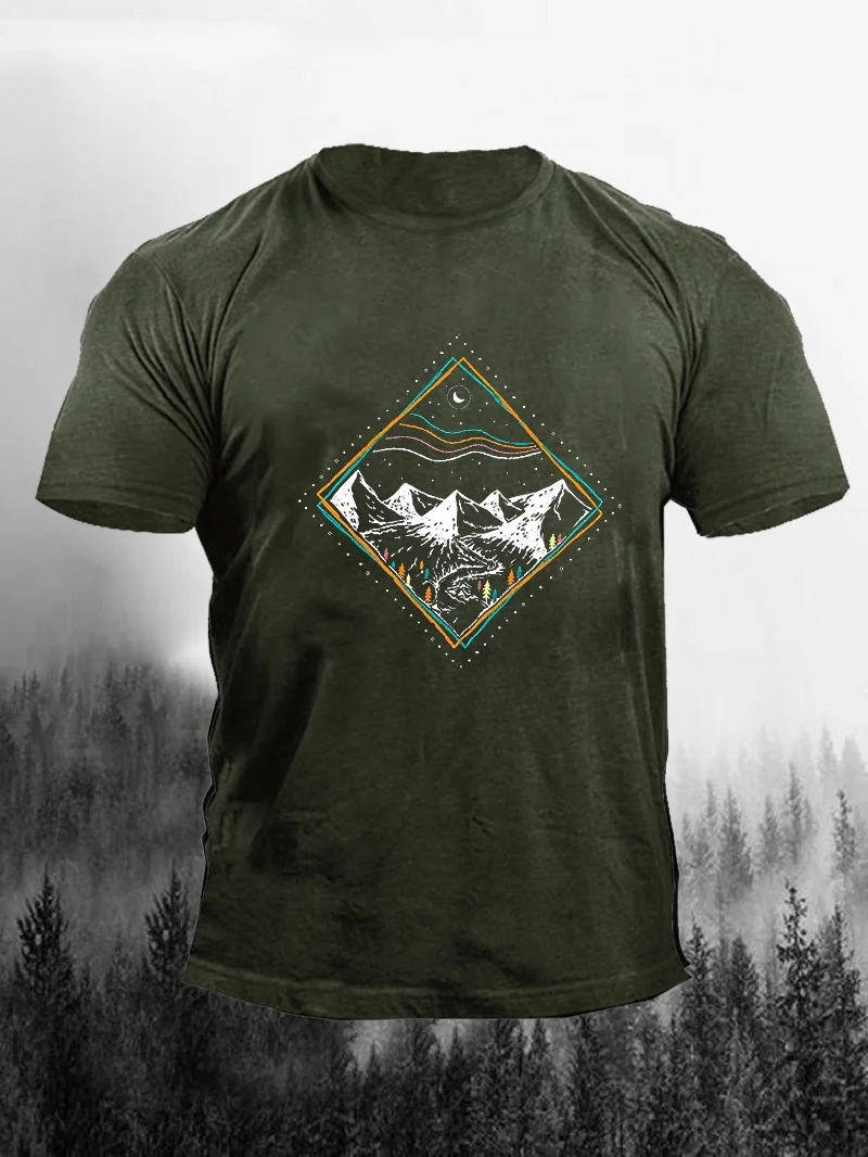 Nature Wild Badge Pin Illustration Print Short Sleeve Men's T-Shirt in  mildstyles