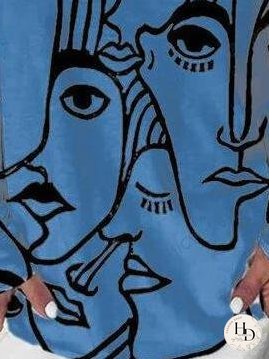 Abstract Print Long Sleeve T-shirt for Women