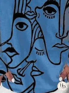 Abstract Print Long Sleeve T-shirt for Women