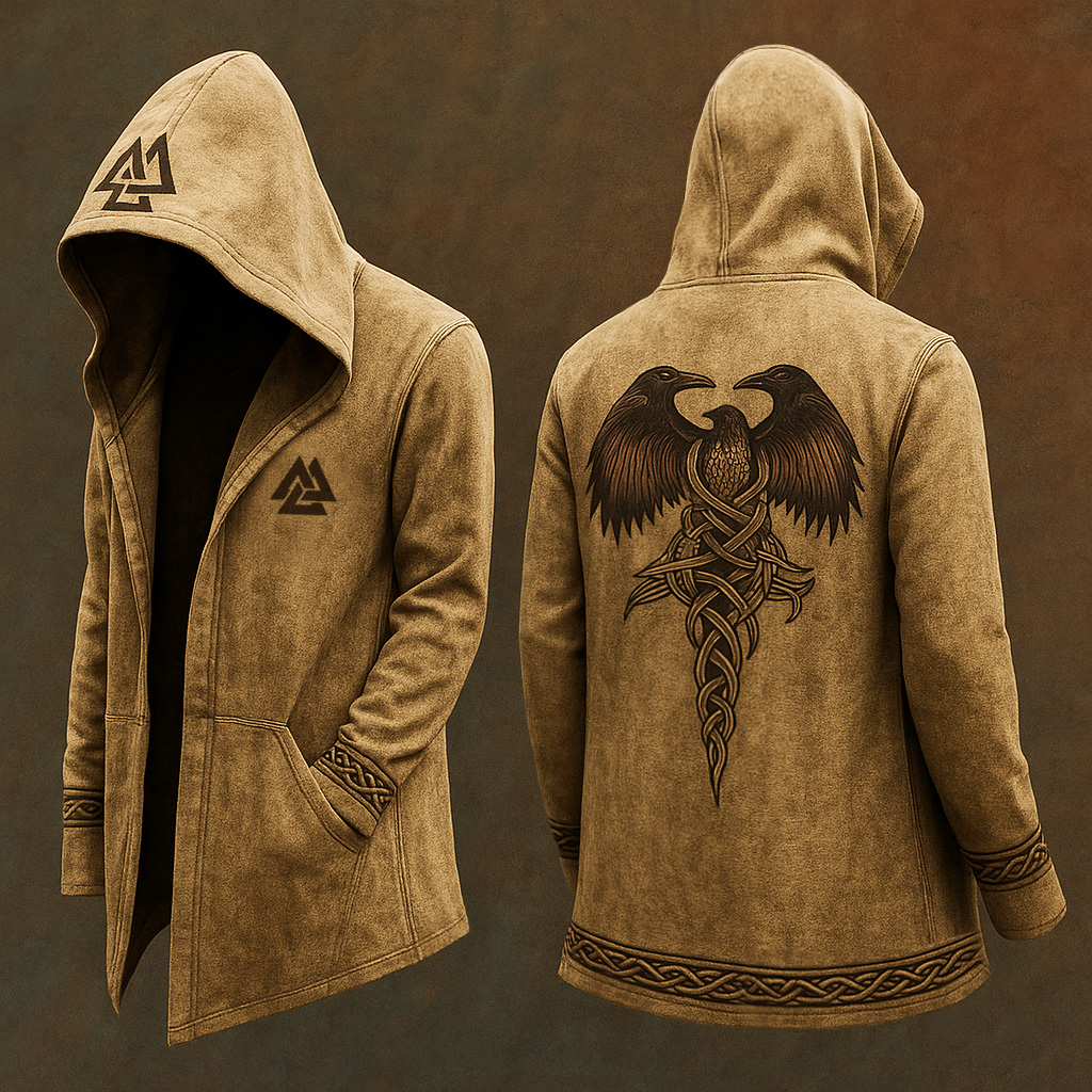 Men's Viking Nordic Eagle 3D Print Vintage Hooded Jacket / Rvogue / Rvogue