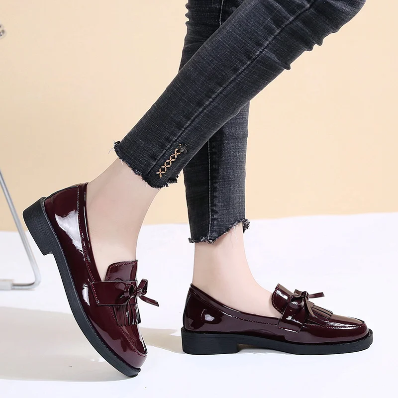 Uveng Size Small Leather Shoes Korean Version Summer Shoes With Skirt Single Shoes Female Low Top Casual Shoes Grandma Shoes