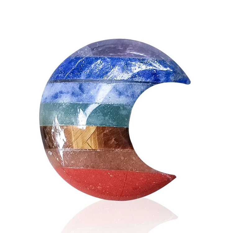 Hand Pieces Plaything Crystal Jade Stitching Crescent Moon 7 chakra worry stone