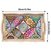 (35*24.5cm)Wooden Retro Mandala Pattern 5D DIY Diamond Painting Serving Tray with Handle Kit