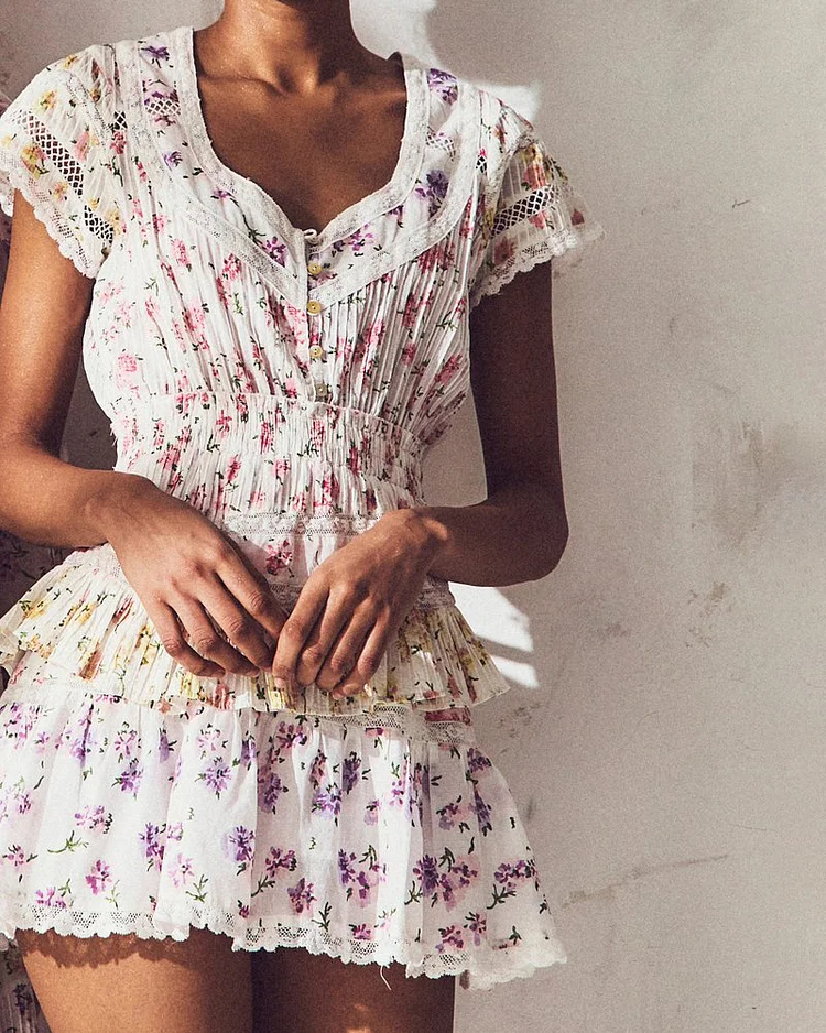 Short sleeve retro mini dress