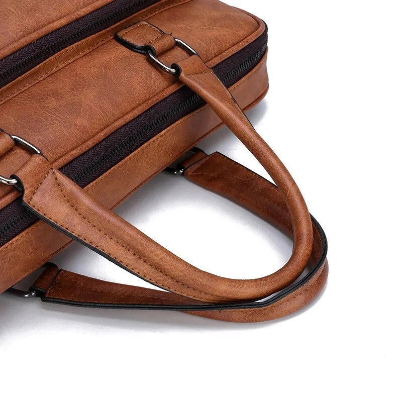High Quality Men’s Handbag Business Office Leisure Crossbody Shoulder Bag Leather Bag Large Capacity Fashion Briefcase