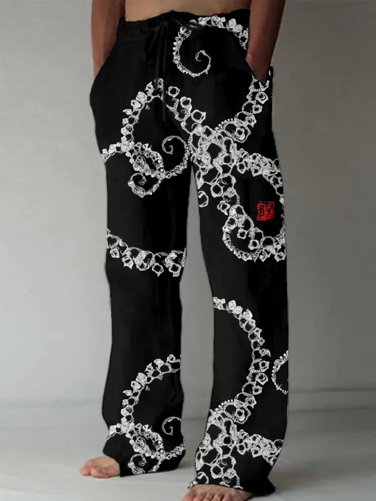 Sea Octopus Tentacles Art Linen Blend Casual Pants