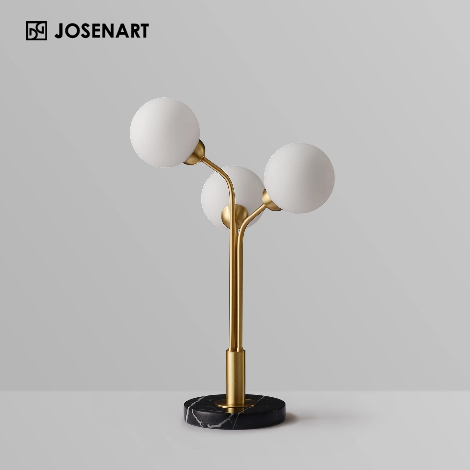 Frosted Glass Stone Tri-Orb Table Lamp JOSENART Josenart