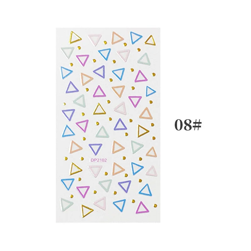 1 Sheet Gold Bronzing Stripe Lines Nail Stickers 3D Net Line Tape Self Adhesive Sliders DIY Manicures Decorations