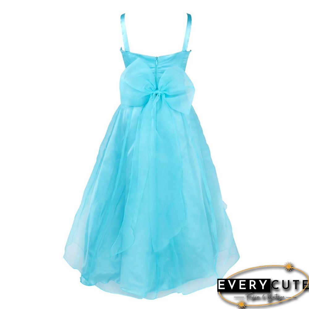 Girls Sleeveless Organza Dress Birthday Wedding Party Princess Prom Dresses