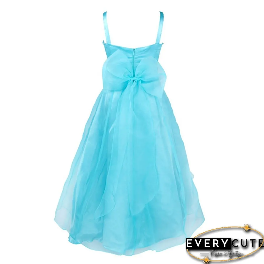 Girls Sleeveless Organza Dress Birthday Wedding Party Princess Prom Dresses
