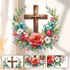 uk.everydayedeals DIY Diamond Painting Hanging Ornament - Flower Cross