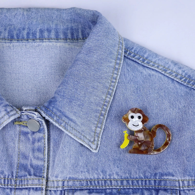 Cute Pin Monkey Arylic Stoving Varnish Unisex Brooches