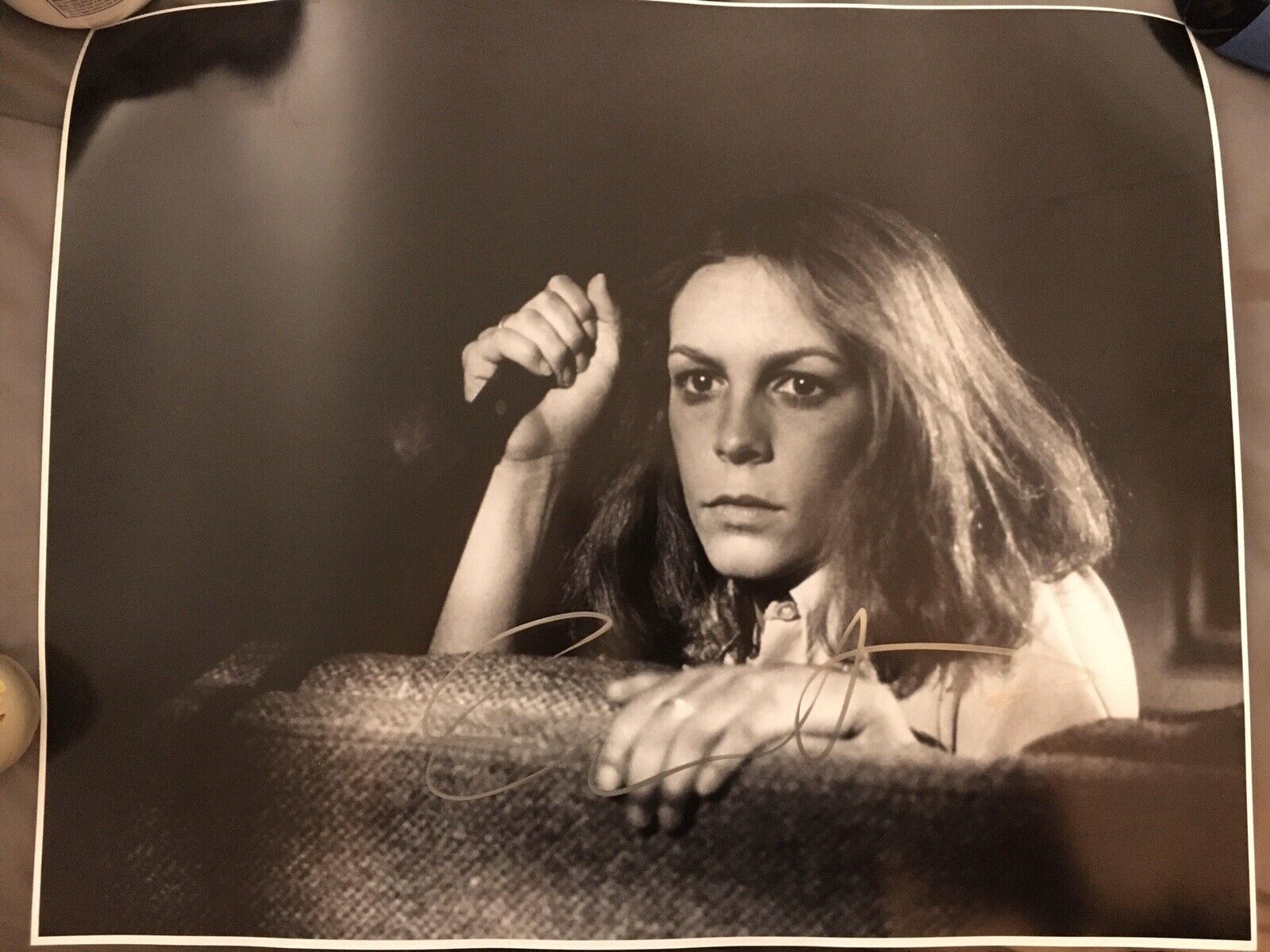 JAMIE LEE CURTIS SIGNED AUTOGRAPH ORIGINAL 1978 HALLOWEEN BIG 16x20 KNIFE Photo Poster painting