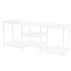 [US Local Warehouse] 55 Inch Acrylic TV Stand for TVs Up To 60 Inch TV Media Console Table with Open Storage Shelves Entertainment Center for Living Room Bedroom Gaming Room