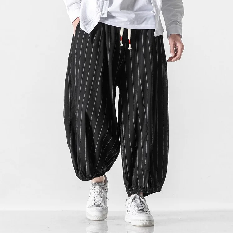 Ntblockchain New Men Harajuku Style Wied Leg Pants Joggers Casual Striped Elastic Waist Loose Sweatpants Streetwear Male Trousers Oversized