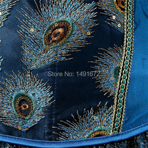 Billionm Sapubonva feather corsets bustiers top peacock embroidery brocade burlesque halloween overbust corset pattern womens sexy exotic