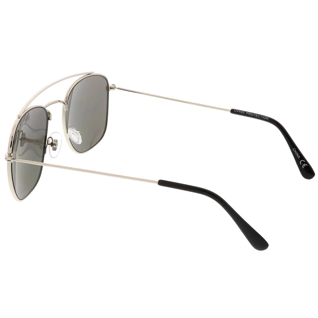 Classic Metal Aviator glasses Curved Crossbar Mirrored Square Lens 53mm