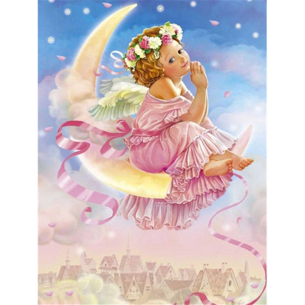 

Angel Girl Sitting on the Moon - Round Drill Diamond Painting - 30*40CM, 501 Original
