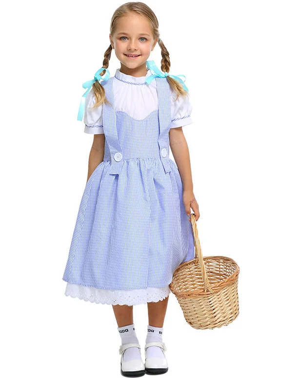 Carnival Child Wizard Of OZ Baby Blue Headwear Dress Kids Holiday Costumes Novameme