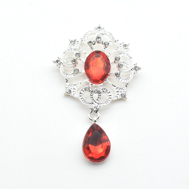 5Pcs/Lot 34*57MM Flat-Bottom Alloy Rhinestone Brooch Pendant DIY For Needlework Sewing, Snap Button
