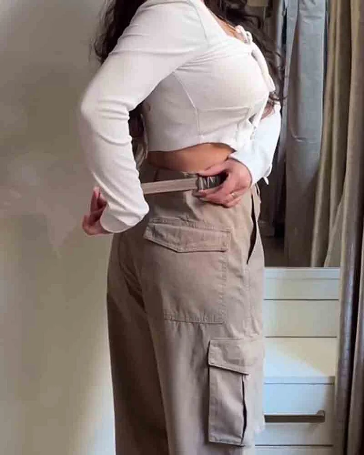 Loose Cargo Trousers With Adjustable Waistband（Pre-Sale)