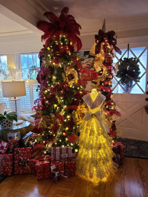 🔥kukelife🔥4' Prancer Pre-Lit LED Gold Dress Form Artificial Christmas Tree with Clear Lights