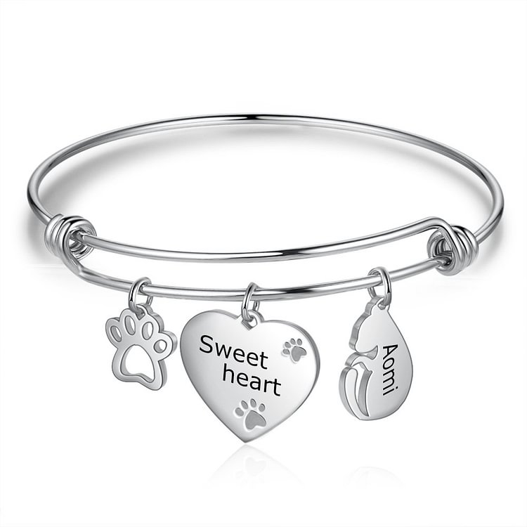 Pulsera Gato 1 nombre Personalizado con 1 Texto