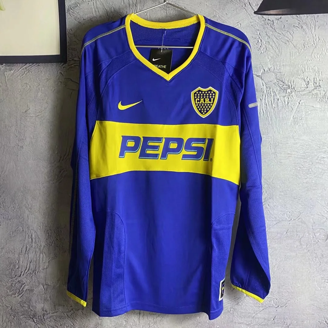 Retro Boca Juniors 03/04 Home Long Sleeve Football Jersey Thai Quality