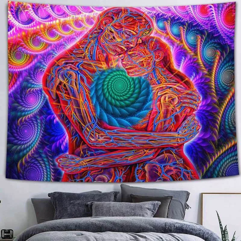 Abstract Red Mushroom Tapestry Wall Hanging Psychedelic Hippie Tapiz Art Background Cloth Mattress Home Decor