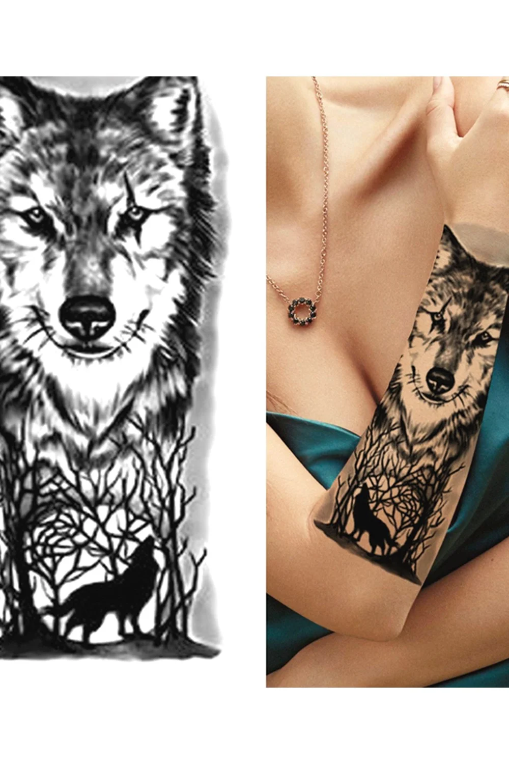  Forest Tattoo Sticker For Men Women Children Tiger Wolf Death Skull Temporary Tattoo Fake Henna Skeleton King Animal Tatoo 921-1