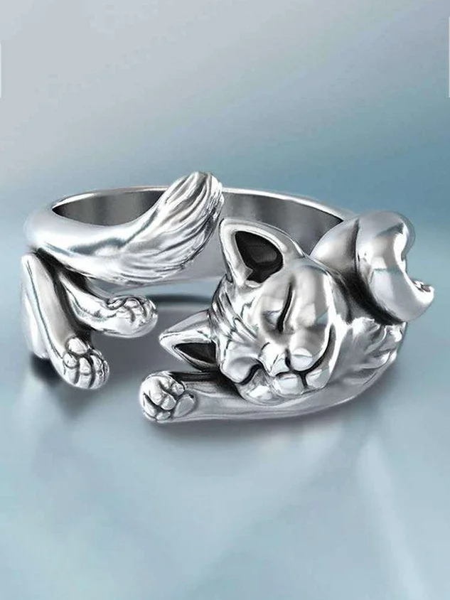 Vintage Alloy Lovely Cat Ring