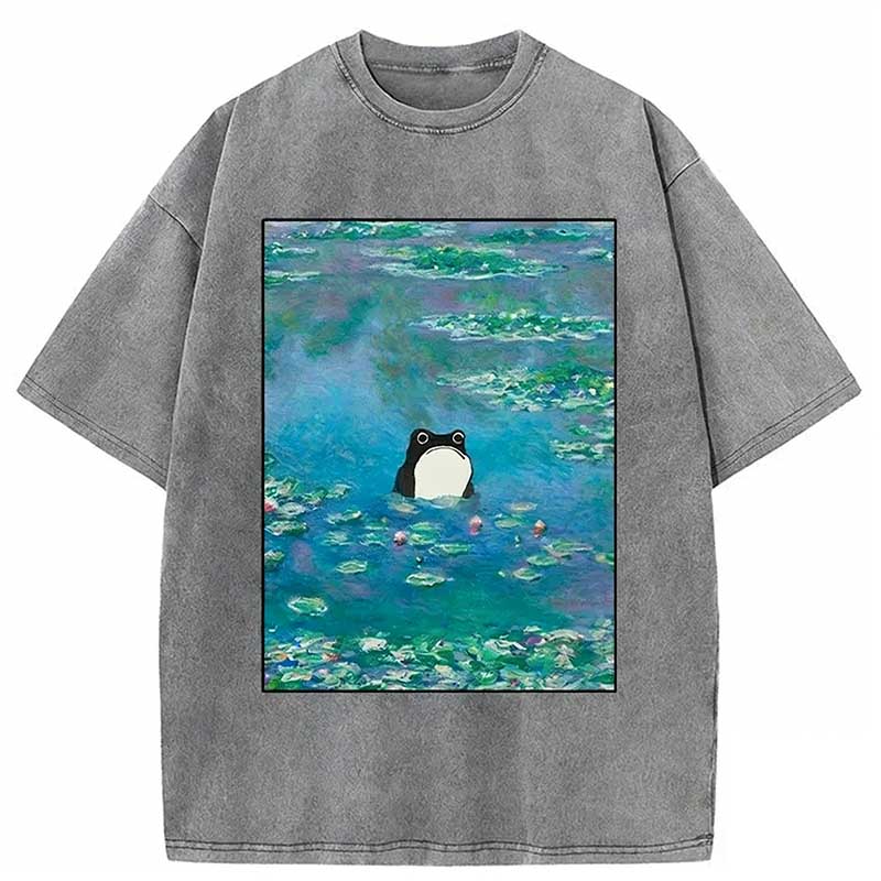 Frog In The Pond Washed T-shirt elevenforest