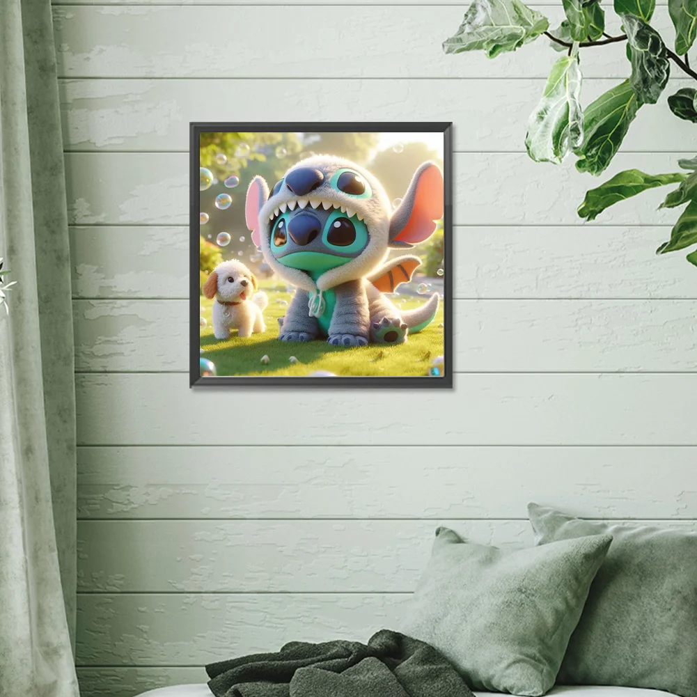 Diamond Painting - Full Round Drill - Stitch and Puppy(Canvas|30*30cm)