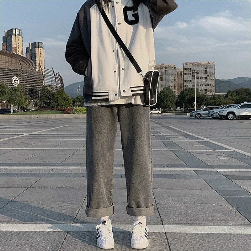 Jeans Women Harajuku Students Fashion Ulzzang All-match Denim Trousers Full-length Solid Casual Loose Ladies Ins Street Style