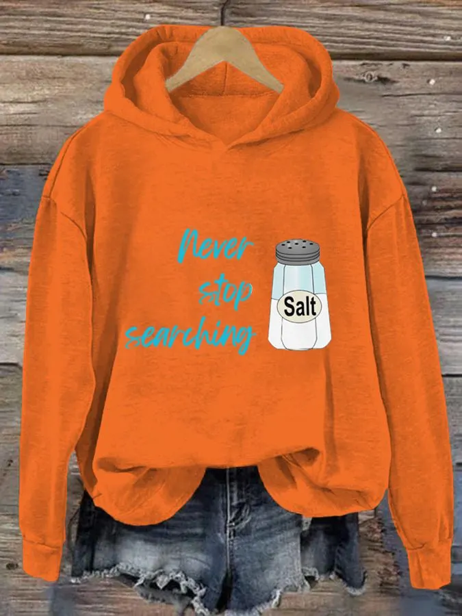 Women's Never Stop Searching Salt Print Hooded Sweatshirt