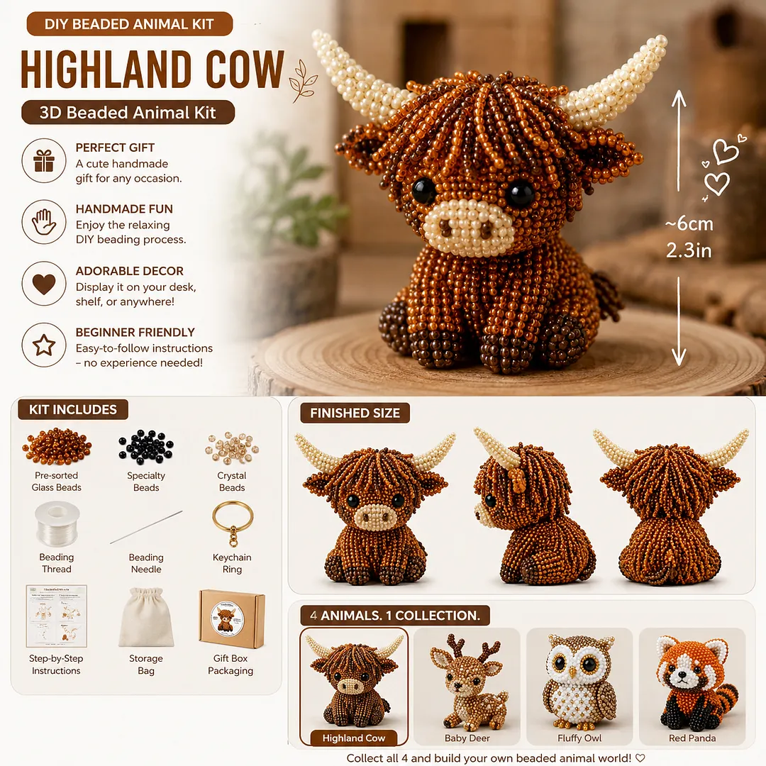 🧵✨ Tiny 3D Beaded Animal DIY Kit
