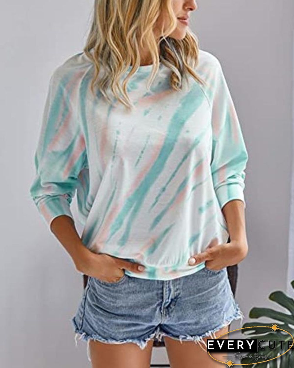 Tie Dye Round Neck Long Sleeve T-shirt