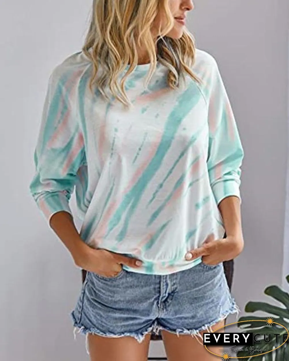 Tie Dye Round Neck Long Sleeve T-shirt
