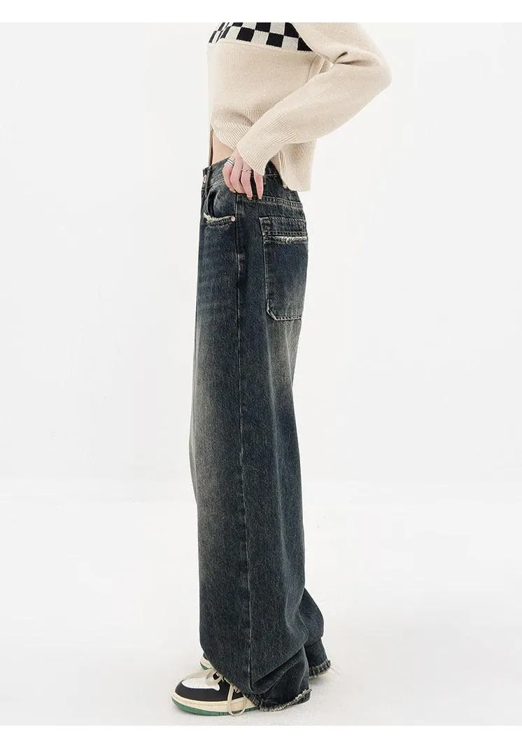 Brownm Wide Leg Dark Jeans