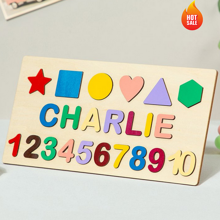 Personalized Wooden Name Puzzle with Numbers, Random Color Wooden Pegged Puzzles, Name Puzzle With Pegs, Montessori Toys, Baby Shower Gift
