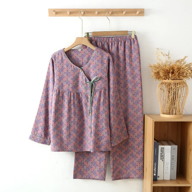 Jacquard Floral Round Neck Loungewear Set Radinnoo.com