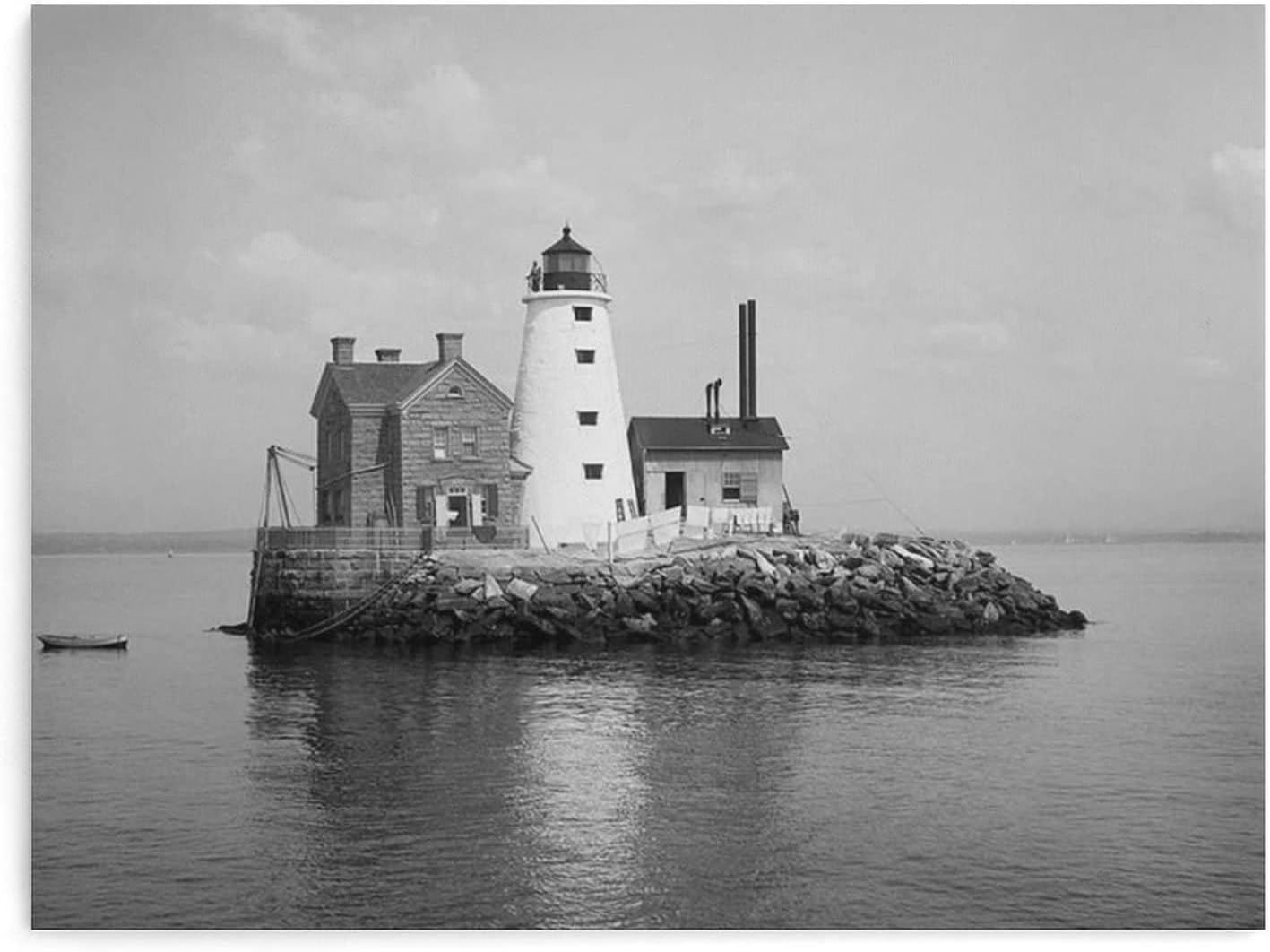 Lighthouse Poster Black and White Lighthouse Wall Art Island Lighthouse Seaside Beach Cottage Decora Canvas Painting Posters and Prints Wall Art Pictures for Living Room Bedroom Decor 8x10inch(20x26c 8x10inch(20x26cm)