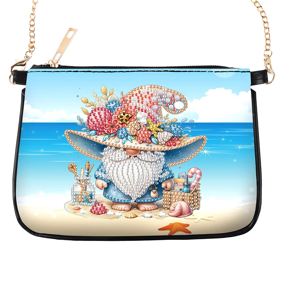 Beach Gnome Diamond Painting Coin Chain Purse 5D DIY Diamond Handmade Chain Bag