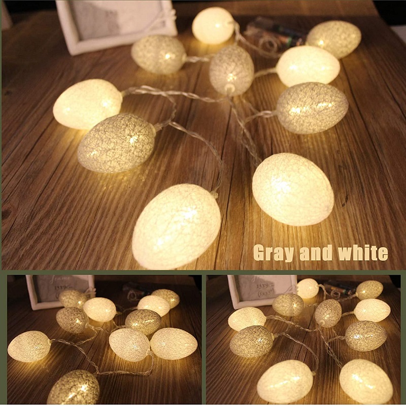 

LED Cotton String Light Christmas Easter Egg Party Decor, White-grey, 501 Original