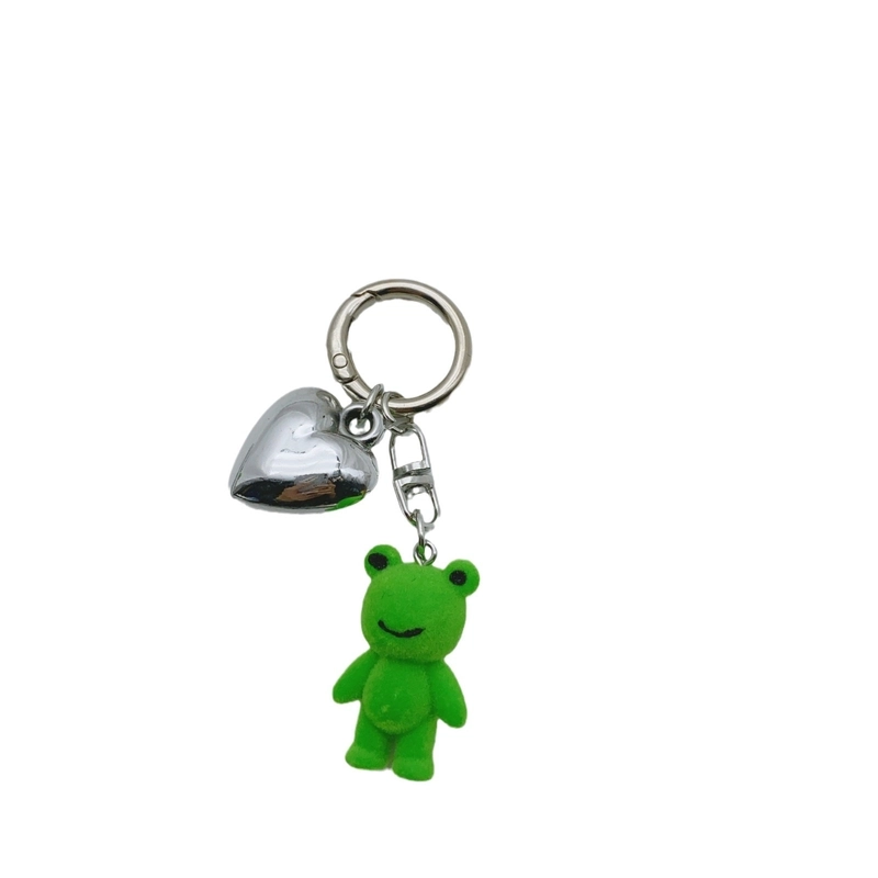 Cute Sweet Frog Alloy Flocking Bag Pendant Keychain