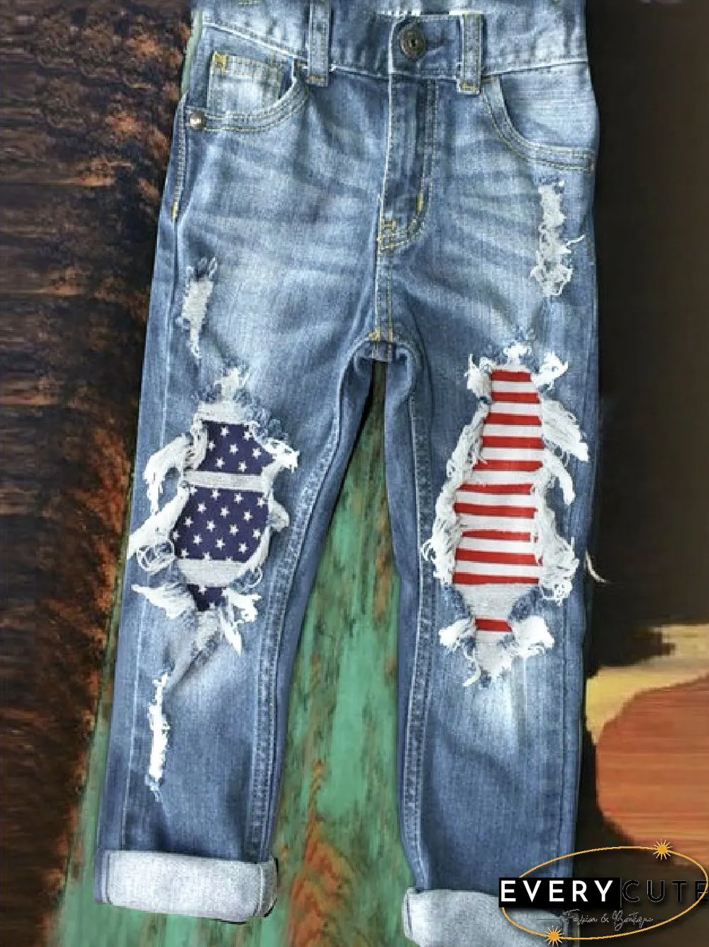 Blue Vintage Graphic Jeans