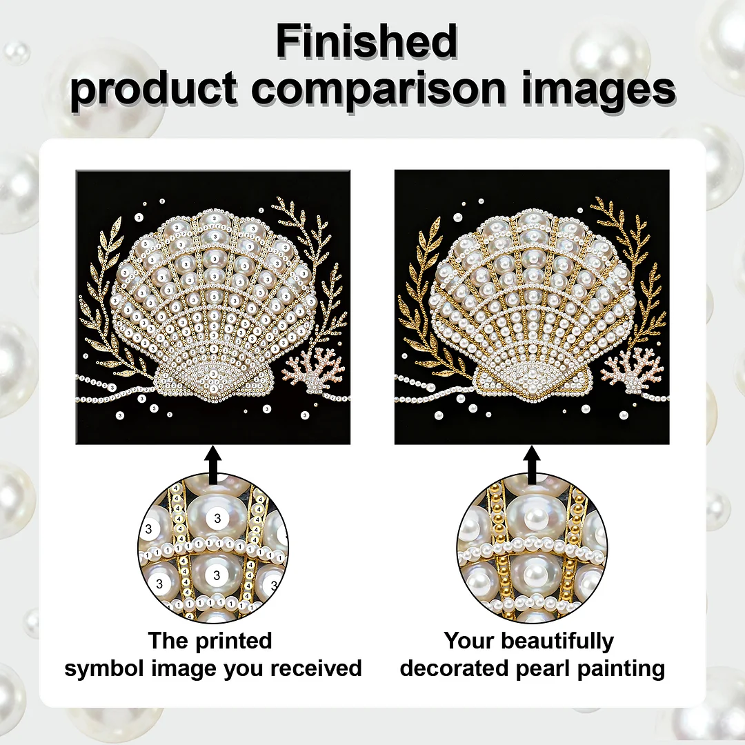 Seashell DIY Pearl Art Diamond Painting Kit for Adult Home Decor 25x25cm With Frame