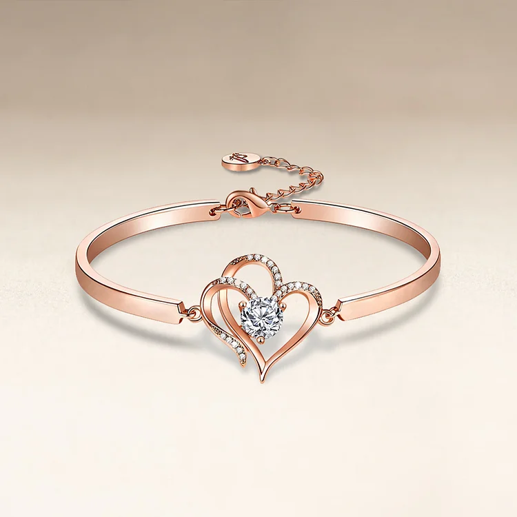 For Unbiological Daughter- We Are Forever Linked Together Double Heart Bracelet